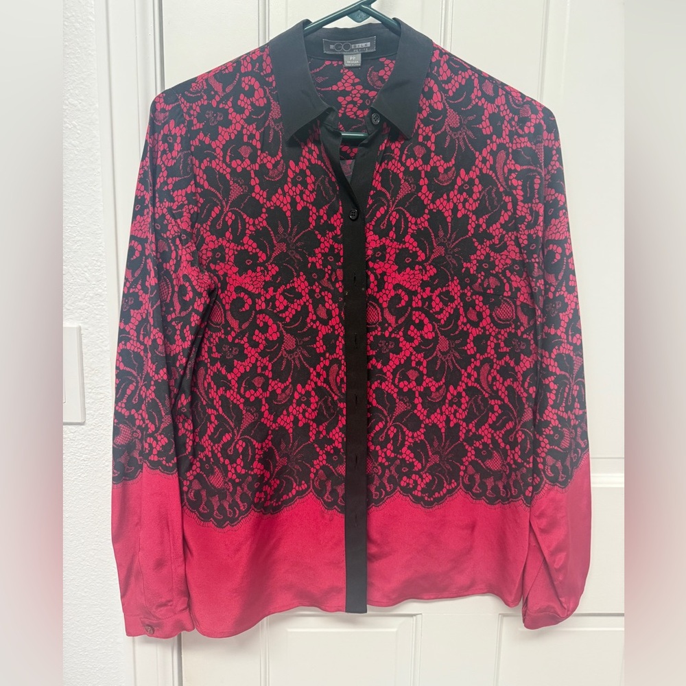 Vibrant Red and Black Lace shirt